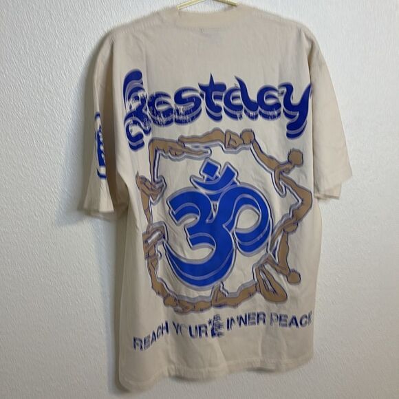 NEW-Hellstar- Yoga school of enlightenment- cream and blue- men's size large - Picture 8 of 10